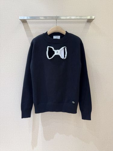 シンプル 上品 リボンモチーフ クルーネック シャネル セーター コピー ブラック