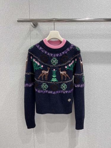 おしゃれ ココネージュ シャネル セーター コピー プルオーバー クルーネック ネイビー