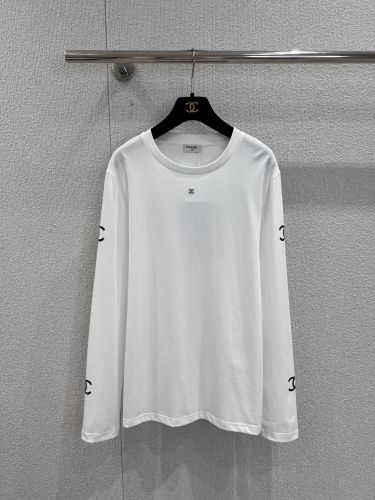 カジュアル 定番 CCロゴ コットン 長袖Tシャツ シャネル Tシャツ コピー ホワイト