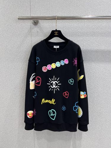 遊び心満載～プリント スウェットシャツ シャネル Tシャツ コピー コットン ブラック