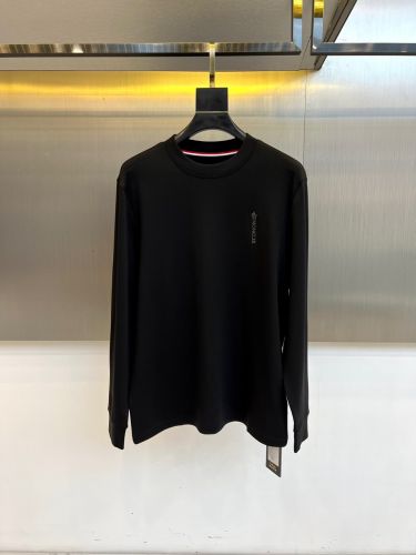 シンプル クルーネック 長袖Tシャツ モンクレール Tシャツ 偽物 合わせやすい ブラック
