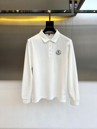上品 カジュアル 長袖 ポロシャツ モンクレール Tシャツ 偽物 ホワイト