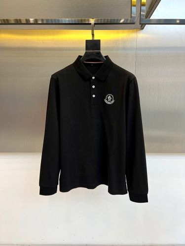 カジュアル 上品 ポロシャツ モンクレール Tシャツ 偽物 長袖 ブラック