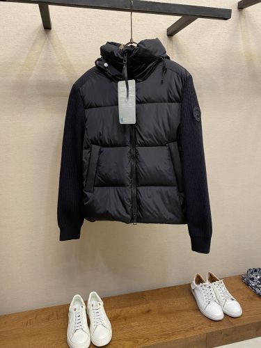 カジュアル ニット切り替え ダウンブルゾン カナダグース ダウンジャケット 偽物 ブラック