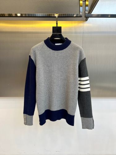 スタイリッシュ カラーブロック プルオーバー トムブラウン セーター 偽物 