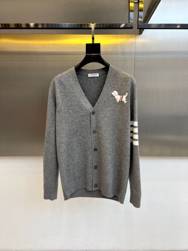 トムブラウン ニット 偽物 カジュアル 定番 Vネック カーディガン グレー