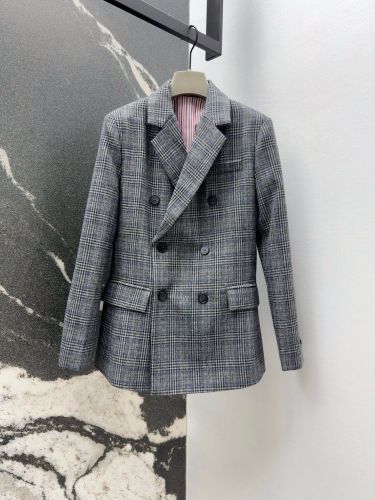 クラシックチェック柄ダブルブレスト ブレザー トムブラウン ジャケット 偽物