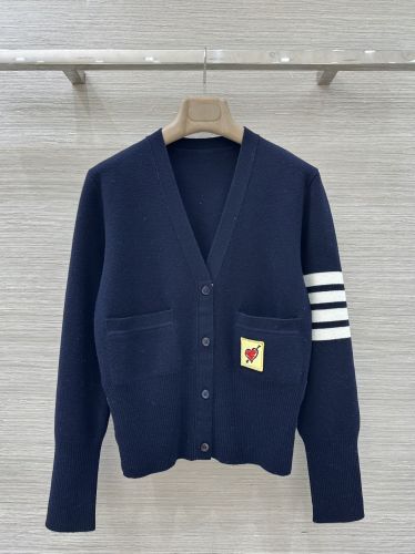 愛らしい 4BAR Vネックカーディガン トムブラウン ニット 偽物 ネイビー