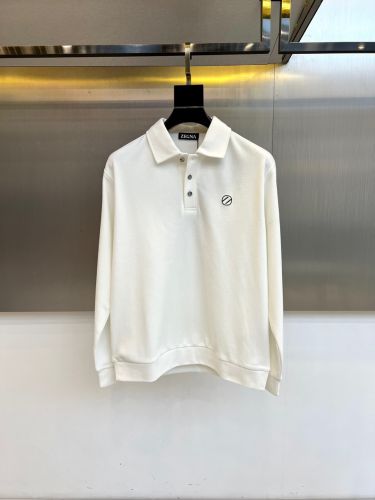 シンプル 上品 ロゴ 長袖 ポロシャツ エルメネジルド・ゼニア Tシャツ 偽物 ホワイト
