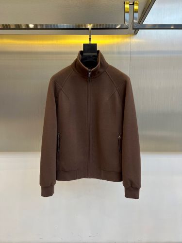 スタンドカラー ジップアップジャケット エルメネジルド・ゼニア ジャケット 偽物 ブラウン