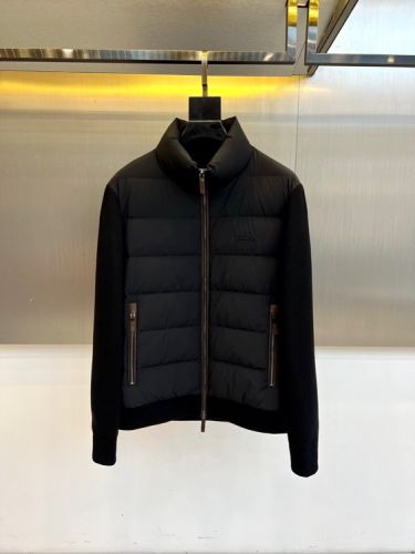 洗練された エルメネジルド・ゼニア ジャケット 偽物 ダウン＆ニット ハイブリッドジャケット ブラック