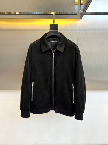 上品 洗練された スエード ブルゾン エルメネジルド・ゼニア ジャケット 偽物 ブラック