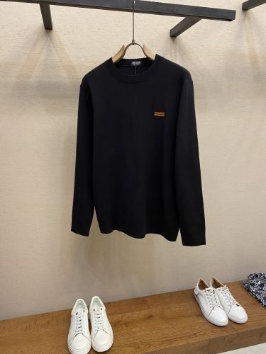 シンプル 上品 クルーネック ニット エルメネジルド・ゼニア セーター 偽物 ブラック