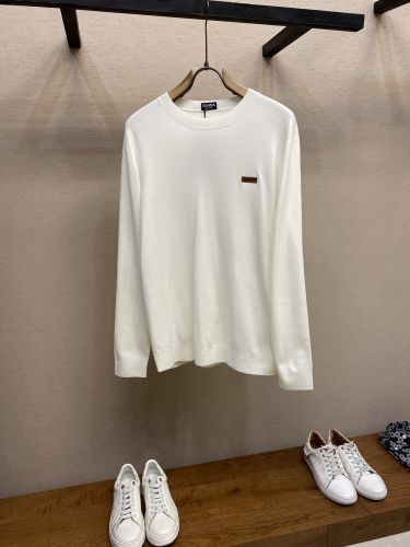 シンプル 上品 クルーネック ニット エルメネジルド・ゼニア セーター 偽物 ホワイト