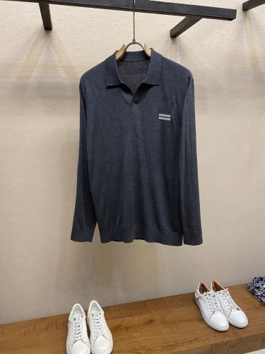 上品 カジュアル スキッパー ニットポロシャツ エルメネジルド・ゼニア ニット 偽物 グレー