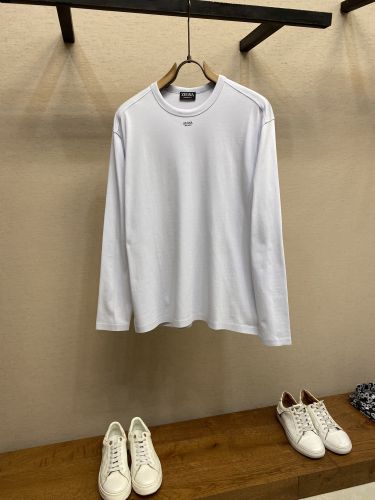 エルメネジルド・ゼニア Tシャツ 偽物 シンプル 合わせやすい コットン 長袖Tシャツ