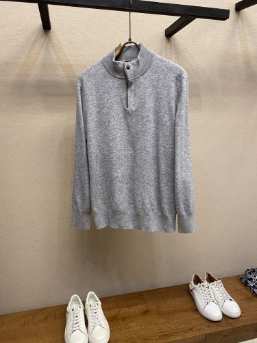 カシミヤ＆ウール ハーフジップ ニット エルメネジルド・ゼニア セーター 偽物 グレー