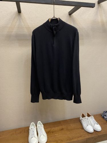 カシミヤ＆ウール ハーフジップ ニット エルメネジルド・ゼニア セーター 偽物 ブラック