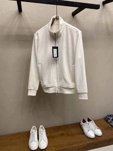 シンプル カジュアル ジップアップ ブルゾン エルメネジルド・ゼニア ジャケット 偽物 アイボリー