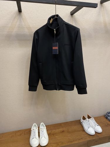 シンプル カジュアル ジップアップ ブルゾン エルメネジルド・ゼニア ジャケット 偽物 ブラック