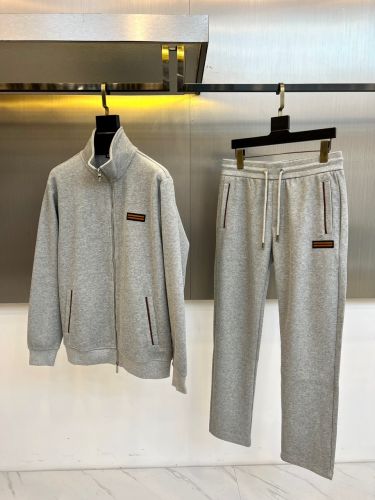 ジップアップジャケット＆パンツ 上下セット エルメネジルド・ゼニア セットアップ 偽物 グレー