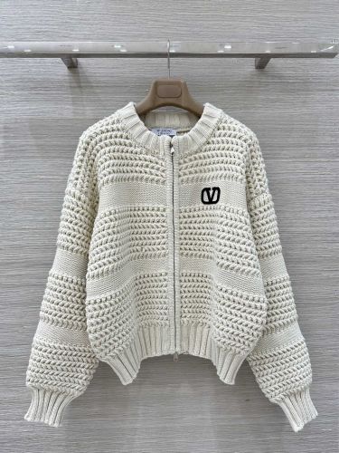 ウール＆カシミヤ Vロゴ カーディガン ヴァレンティノ ニット コピー クルーネック アイボリー