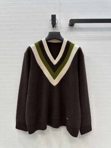カシミヤ Vネック プルオーバー ヴァレンティノ セーター コピー ダークブラウン