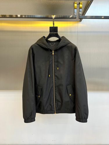  ルイ・ヴィトン ジャケット 偽物 上品 カジュアル モノグラム フーデッドジャケット ブラック