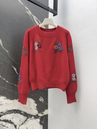 フラワー刺繍 クルーネック プルオーバー グッチ セーター コピー レッド