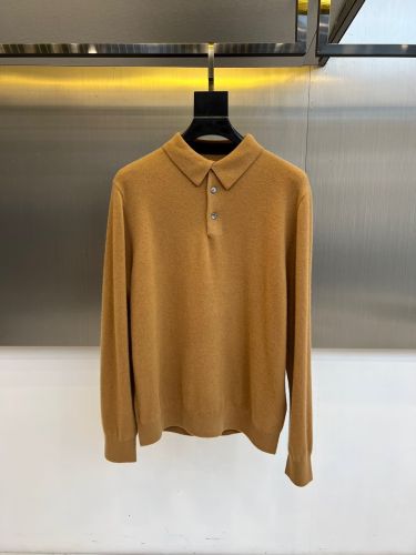 シンプル 合わせやすい ウール ニットポロ エルメス ニット 偽物 ブラウン