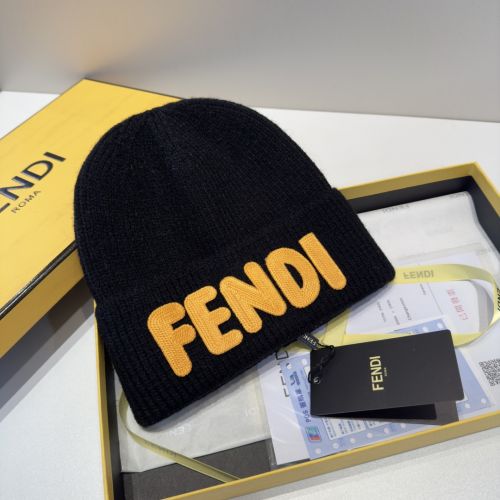 FENDI ロゴ ニットキャップ フェンディ キャップ コピー ユニセックス ブラック