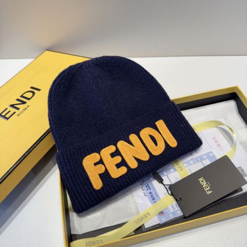 ユニセックス フェンディ キャップ コピー FENDI ロゴ ニットキャップ ブルー