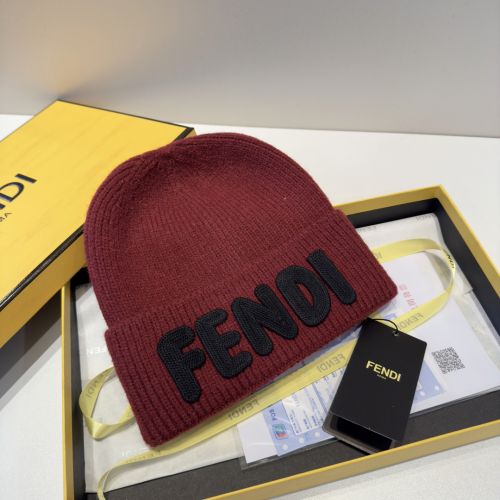 FENDI ロゴ ユニセックス フェンディ キャップ コピー ニットキャップ レッド