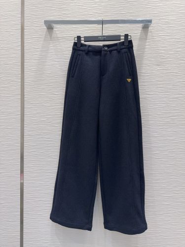 秋冬 カジュアル ラシャパンツ プラダ パンツ 偽物 ロゴ入り ロングパンツ