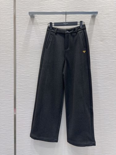 プラダ パンツ 偽物 ロゴ入り ロングパンツ 秋冬 カジュアル ラシャパンツ 