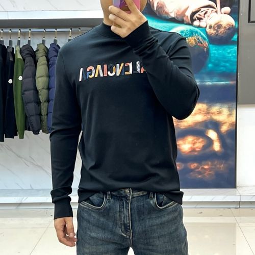 マルチロゴ モックネック ロングTシャツ バレンシアガ Tシャツ 偽物 ブラック