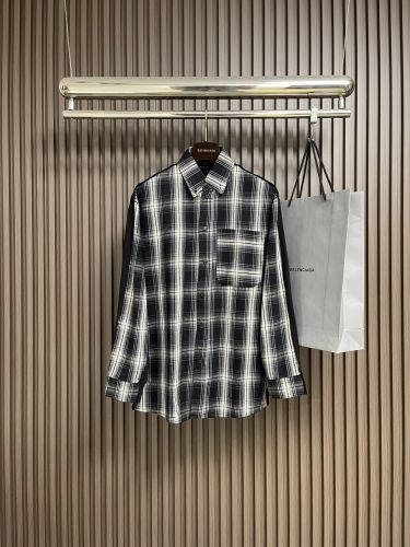 バックロゴ 切り替え チェックシャツ バレンシアガ シャツ 偽物 
