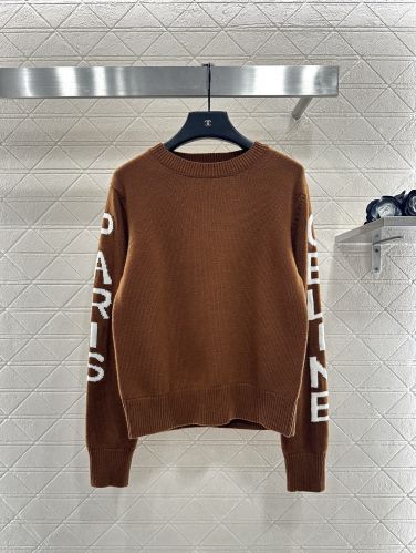 カシミヤ クルーネック プルオーバー セリーヌ セーター コピー ブラウン