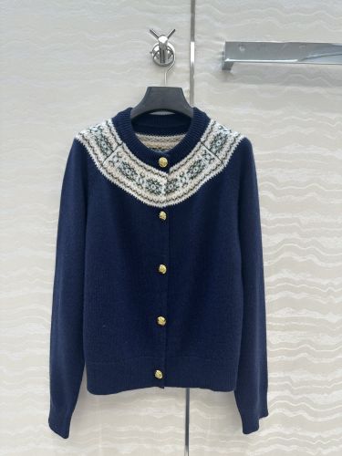 フェアアイル柄 カシミヤ クルーネック カーディガン セリーヌ ニット コピー 