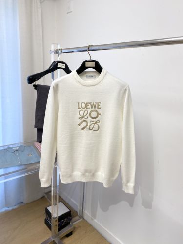 ロエベ セーター 偽物 シンプル おしゃれ ロゴ入り クルーネック プルオーバー