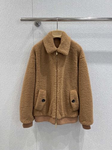 カジュアル 襟付き ボアブルゾン ミュウミュウ ジャケット 偽物 ブラウン