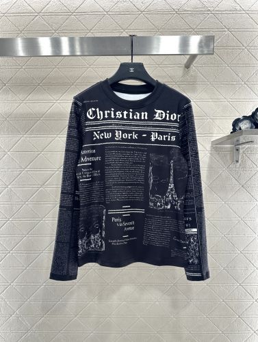 クリスチャン・ディオール Tシャツ 偽物 目を引く Newspaper クルーネック プルオーバー ブラック