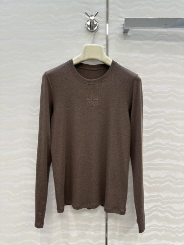 シンプル アナグラム刺繍 ロエベ Tシャツ 偽物 長袖Tシャツ トップス