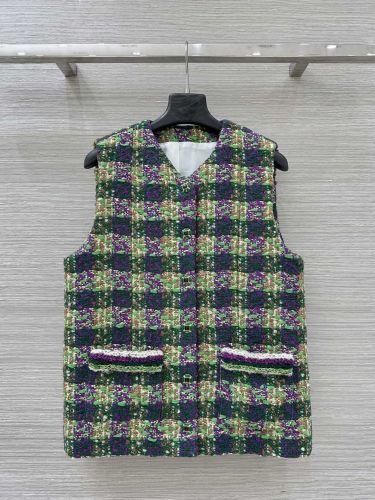 上品ツイード ココネージュ ジレ ベスト シャネル ジャケット コピー グリーン