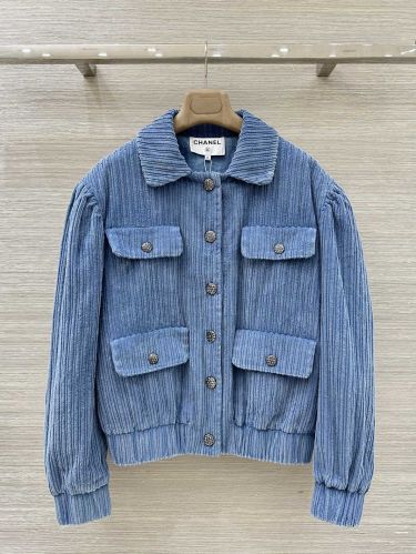 お洒落 コーデュロイブルゾン シャネル ジャケット コピー ブルー
