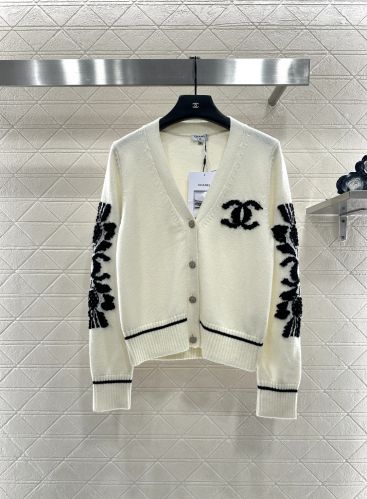 カシミヤ Vネック カーディガン シャネル ニット コピー ホワイト