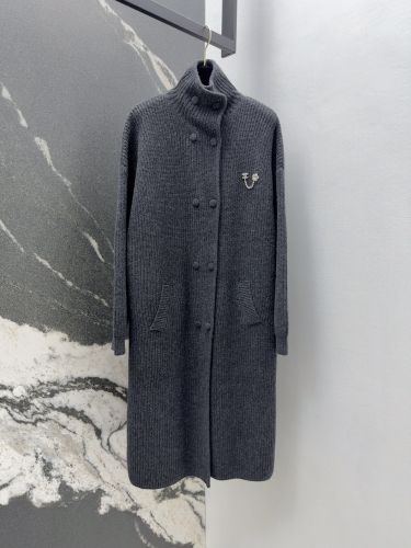 エレガント ダブルブレスト ロングニットコート シャネル ニット