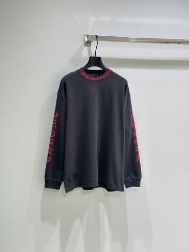 カジュアル コットン スウェットシャツ クロムハーツ 偽物 クルーネック ブラック