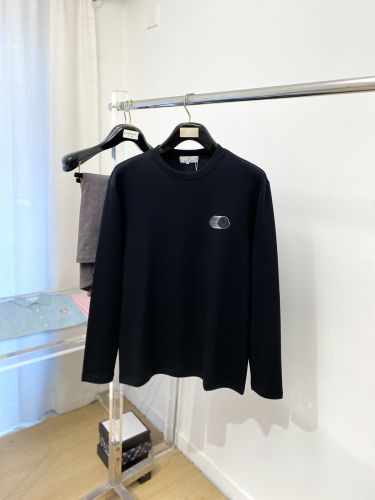 モンクレール Tシャツ 偽物 シンプル 合わせやすい クルーネック 長袖Tシャツ ブラック