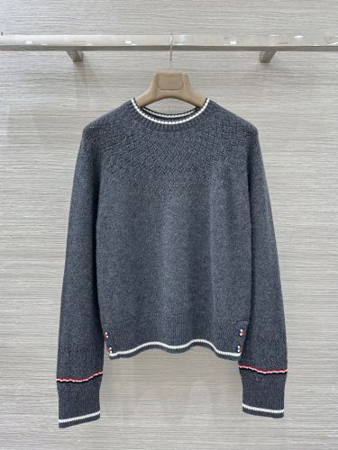 エレガント クルーネックニット トムブラウン セーター 偽物 プルオーバー グレー